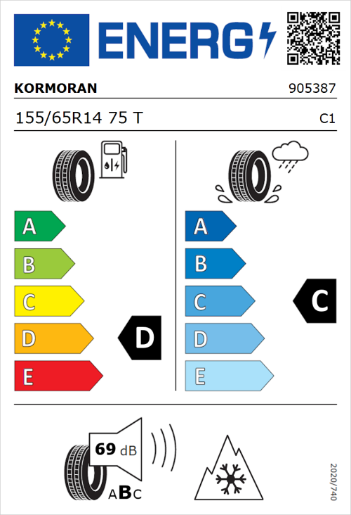 Tyre Label for Kormoran All Season 155/65R14 75T